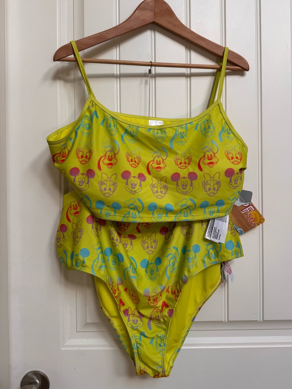 Disney Resort Neon Greenish Yellow Character Graphic Bikini. Size 1X